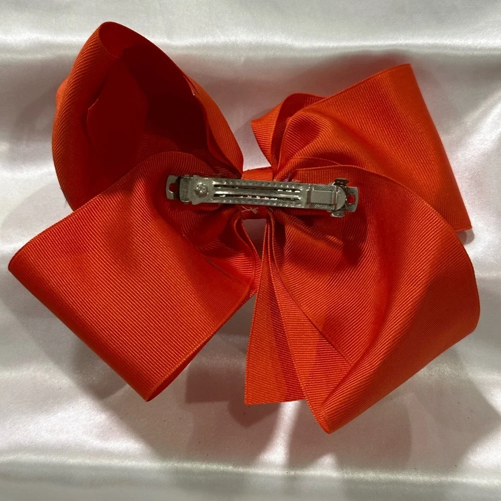 Kids Orange XLarge Hair Bow - Classic Grosgrain Bow- bundle & save on shipping
